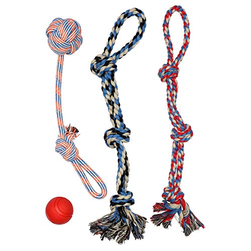 XL DOG ROPE TOYS FOR AGGRESSIVE CHEWERS - LARGE DOG BALL FOR LARGE AND MEDIUM DOGS - BENEFITS NON-PROFIT DOG RESCUE - LARGE FLOSS ROPE FOR DOGS DENTAL HEALTH - 100% COTTON ROPE TOY FOR LARGE DOGS
