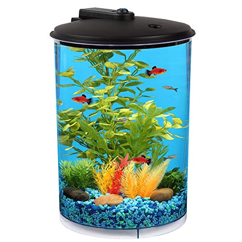 Koller Products AquaView 3-Gallon 360 Aquarium with LED Lighting (7 Color Choices) and Power Filter