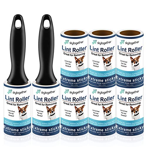 Lint Rollers for Pet Hair, Clothes, Furniture, Carpet, Couch, Extra Sticky Lint Remover, Travel Size Cat Dog Hair Lint Roll, 2 Handles+8 Roller Refills Pack, 64 Sheets/Roller (512 Sheets Total)