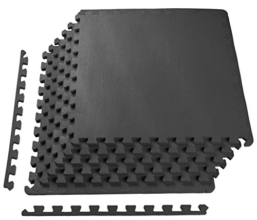 BalanceFrom Puzzle Exercise Mat with EVA Foam Interlocking Tiles, Black