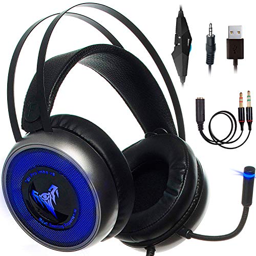 [Upgraded 2020] Gaming Headset IMBA V8 for 3D Surround Sound, PS4 Xbox One Headset | Noise Cancelling Mic Chat Headset, Over-Ear Gaming Headphones for PC, Xbox One, PS3, PS4, Nintendo Switch