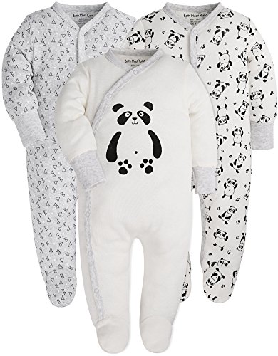 Unisex Baby Footed Pajamas 12-18 Month Cotton Snap Closure Sleeper Rompers Pjs 3-Pack Panda Pattern
