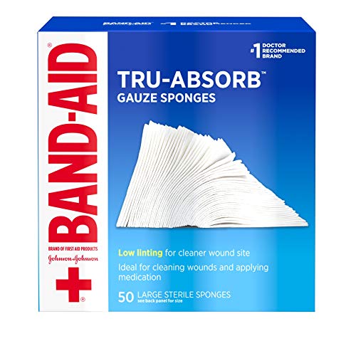 Band Aid Brand First Aid Products Tru-Absorb Gauze Sponges for Cleaning Wounds, 4 in x 4 in, 50 ct