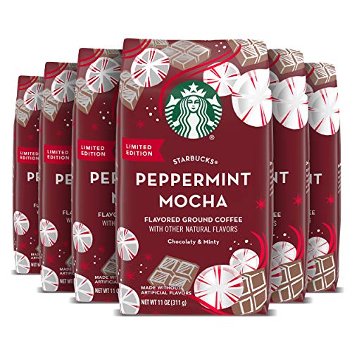 Starbucks Flavored Ground Coffee — Peppermint Mocha — 100% Arabica — 6 bags (11 oz ea)