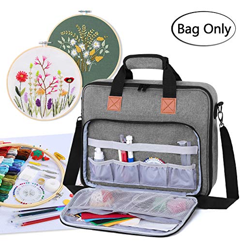 Luxja Embroidery Project Bag, Embroidery Kits Storage Bag (Bag Only), Gray