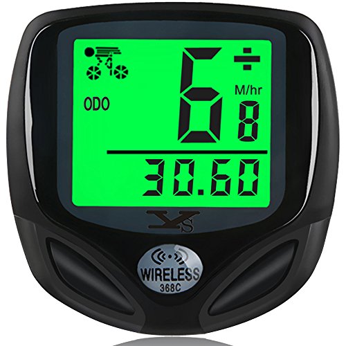 DINOKA Bike Speedometer Waterproof Wireless Bicycle Bike Computer and Cycling Odometer with Automatic Wake-up Multi-Function LCD Backlight Display (W-368)