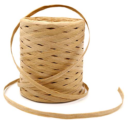 656 Feet Natural Raffia Paper Ribbon Twine Strings,Raffia Twine Packing Paper Craft Ribbon for Florist Bouquets Decoration,1/4 Inch