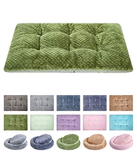 WONDER MIRACLE Fuzzy Deluxe Pet Beds, Super Plush Dog or Cat Beds Ideal for Dog Crates, Machine Wash & Dryer Friendly (15' x 23', S-Olive Green)