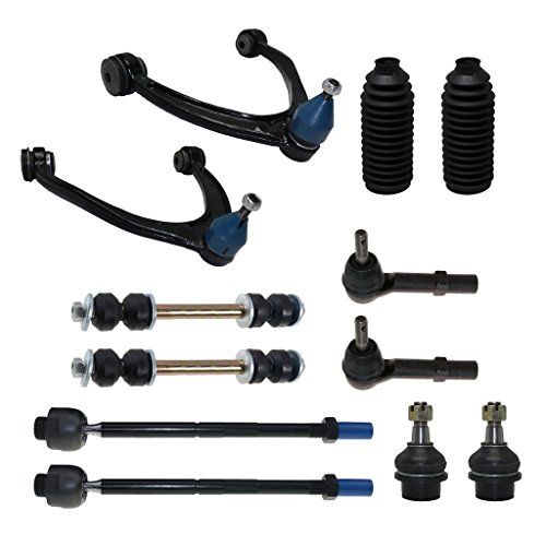 Detroit Axle - 12-Piece Front Suspension Kit - 2 Upper Control Arm & Ball Joints, 2 Lower Ball Joints Fit Steel Control Arms Only, Inner & Outer Tie Rods, 2 Front Sway Bars