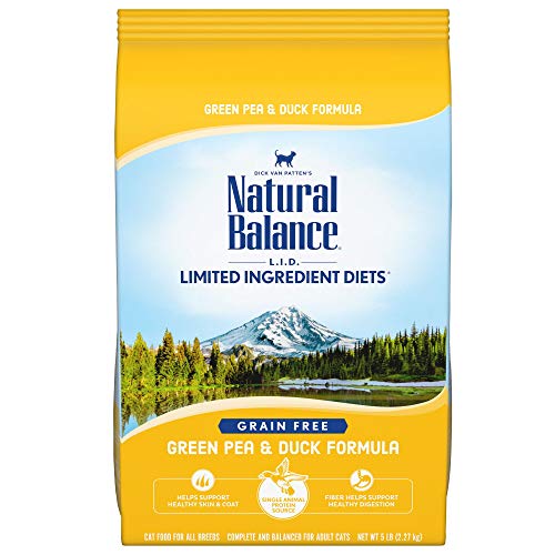 Natural Balance L.I.D. Limited Ingredient Diets Dry Cat Food, Green Pea & Duck Formula, 5 Pounds, Grain Free