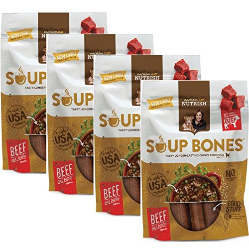 Rachael Ray Nutrish Soup Bones Dog Treats, Beef & Barley Flavor, 6.3oz, Pack of 4