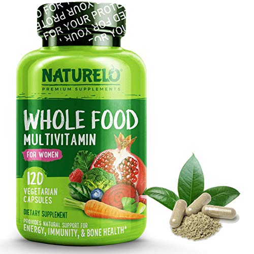 NATURELO Whole Food Multivitamin for Women - Natural Vitamins, Minerals, Raw Organic Extracts - Best Supplement for Energy and Heart Health - Vegan - Non GMO - 120 Capsules