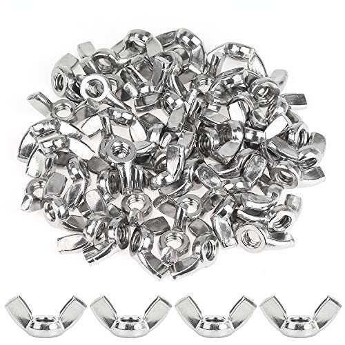 Powlankou 50 Pieces 1/4'-20 Stainless Wing Nut, Stainless Steel (304) 18-8 Wing Nut