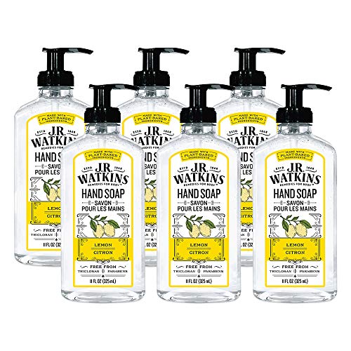 JR Watkins Gel Hand Soap, Lemon, 6 Pack, Scented Liquid Hand Wash for Bathroom or  Kitchen, USA Made and Cruelty Free, 11 fl oz
