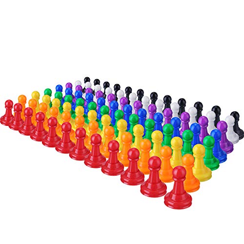 Shappy 96 Pieces 1 Inch Multicolor Plastic Pawn Chess Pieces for Board Games, Component, Tabletop Markers, Arts and Crafts