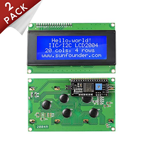 SunFounder 2004 20x4 LCD Module IIC I2C Interface Adapter Blue Backlight for Arduino R3 Raspberry MEGA2560 (2 Pack)