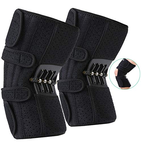 JOMECA Upgraded Knee Booster Brace, Rebound Spring Joint Support, Adjustable Open Dual Strap Patella Support for Knee Osteoarthritis, Squat, Mountaineering, Exercising, One Size Fits Most - Pair