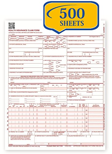 New CMS 1500 Claim Forms - HCFA (Version 02/12) (500 Sheets)