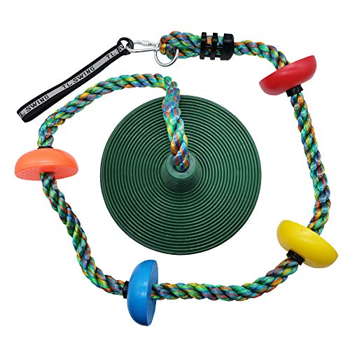 Xinlinke Tree Swing Multicolor Climbing Rope with Platforms Kids Disc Swings Seat Set Outdoor Backyard Playset Accessories