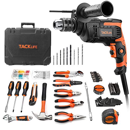 TACKLIFE Power Tools Combo Kit, Hammer Drill 800W & Home Tools set 145pcs Accessories Toolbox for Home Repair and Decoration Tool Kit - THTK01A