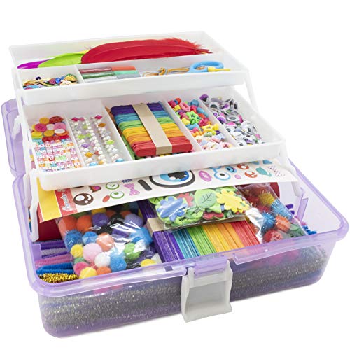 Olly Kids Arts and Crafts Supplies Set- 1000+ Pieces Craft Gift Box for Kids: DIY Craft Supplies for Toddlers, School Project, and Homeschool