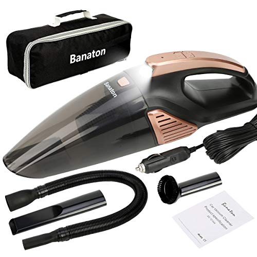 Banaton Car Vacuum Cleaner 5000PA 106W 12V Car Vacuum with LED Light Low Noise Wet and Dry Use Auto Vacuum Cleaner with 16.4FT(5M) Cord and Carrying Bag for All Vehicles