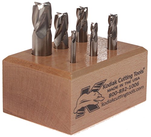 Kodiak Cutting Tools 2A-8943-0S4O USA Made Micrograin Carbide End Mill Set, 1/8' to 1/2', 4 Flute (Pack of 6)