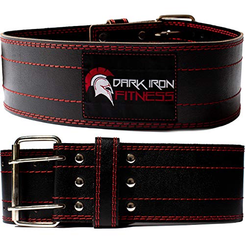 Dark Iron Fitness Genuine Leather Pro Weight Lifting Belt for Men and Women - Durable Comfortable and Adjustable with Buckle - Stabilizing Lower Back Support for Weightlifting