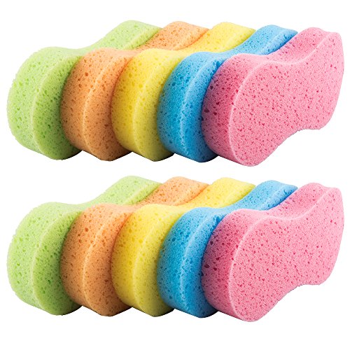 Kingopt 10 Pack Car Wash Sponges Multi-Functional Sponge Multi-Color Cleaning Sponges with Vacuum Compressed Packing