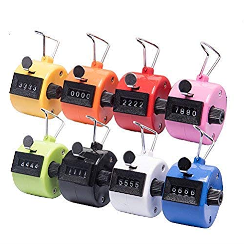Tebery Pack of 8 Color Hand Tally Counter 4 Digit Mechanical Palm Click Counter Count Clicker Assorted Color Hand Held Counter Clicker for Sport/Stadium/Coach and Other Event
