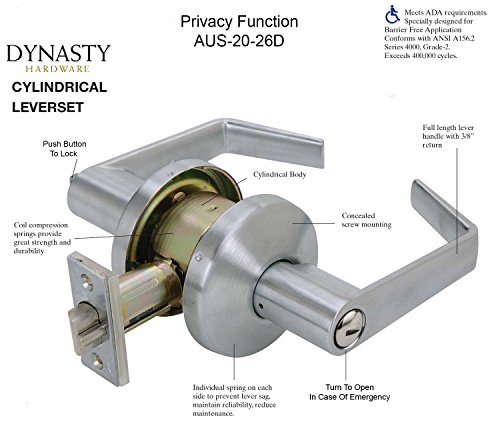 Dynasty Hardware AUS-20-26D Commercial Duty Privacy Door Lock, Satin Chrome