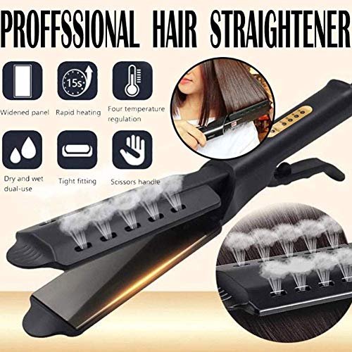 FOXSMZZ Hair Iron, Ceramic Tourmaline Ionic Flat Iron Hair Straightener, Dual use Dry and Wet for Hair Care Adjustable Temperature, for All Hair Types