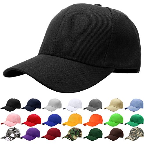 Falari Baseball Cap Adjustable Size Solid Color G001-01-Black