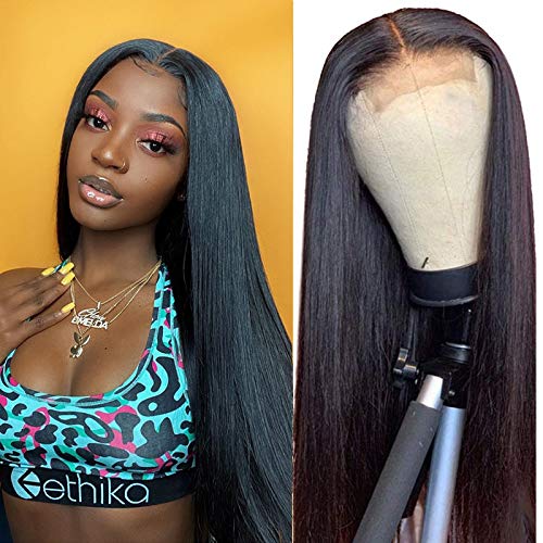 ITODAY 4×4 Lace Closure Human Hair Wigs for Women (18inch) Brazilian Straight Human Hair Lace Closure Wigs Pre-Plucked with Baby Hair 150% Density Free Part Natural Color (18, CLosure Straight Wig)