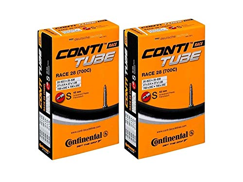 Continental Race 28 700x20-25c Bicycle Inner Tubes - 42mm Long Presta Valve - 2 Pack w/ Conti Sticker