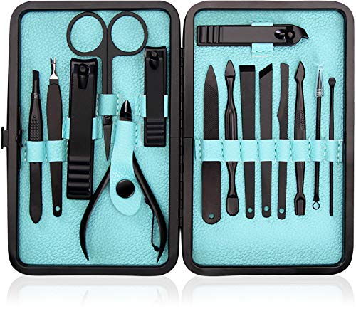 15-Piece Manicure Set for Women Men Nail Clippers Stainless Steel Manicure Kit - Portable Travel Grooming Kit - Facial, Cuticle and Nail Care