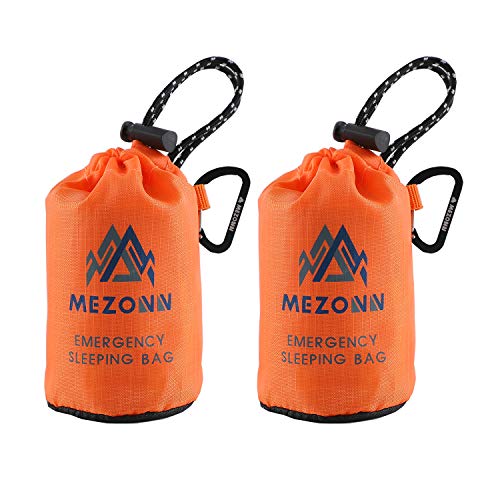 Mezonn Emergency Sleeping Bag Survival Bivy Sack Use as Emergency Blanket Lightweight Survival Gear for Outdoor Hiking Camping Keep Warm After Earthquakes, Hurricanes and Other disasters