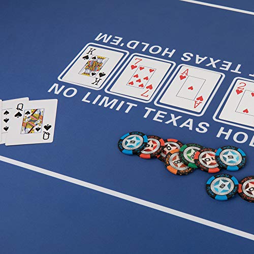 GAMELAND 70' x 35' Portable Oval Sure Stick Rubber Foam Poker Table Top Layout Poker Mat (Blue)