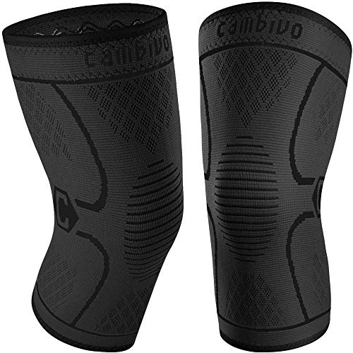 CAMBIVO 2 Pack Knee Brace, Knee Compression Sleeve Support for Men and Women, Running, Hiking, Arthritis, ACL, Meniscus Tear, Sports (Black,Large)