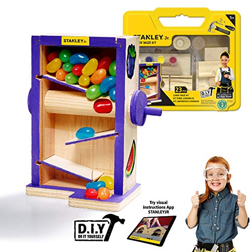 Stanley Jr DIY Candy Maze Building Kit for Kids JK009-SY: Children’s Boy or Girl Wood Gumball Box, Beginning Woodworking Set with Paints, Ages 5 to 12