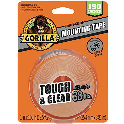 Gorilla Tough & Clear Double Sided XL Mounting Tape, 1' x 150', Clear, (Pack of 1),6036002