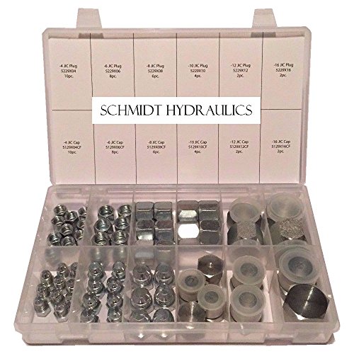 SCHMIDT HYDRAULIC 37 Degree Flare 64 Pcs Lot JIC Hydraulic Adapter Compression Fitting Plug & Cap “AN” Kit Set for High Pressure Fuel Delivery and Fluid Power Applications
