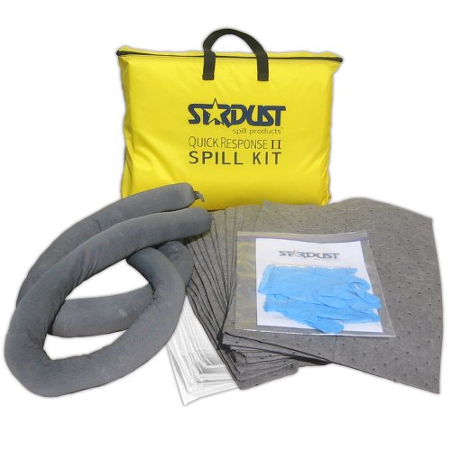 Stardust Spill Products D715 Quick Response II Spill Kit Includes Yellow Duffle, 15 Universal Sorbent Pads, 2 Universal Sorbent Socks 3'x4', 4 Disposal Bags, Nitrile Gloves