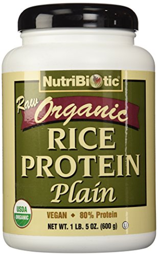 NutriBiotic Certified Organic Rice Protein Plain| 21 Ounce| Low Carbohydrate Vegan Protein Powder |Non-GMO| Gluten Free| Raw| Chemical-free Processing| Certified Kosher Keto Friendly| Easy to Digest