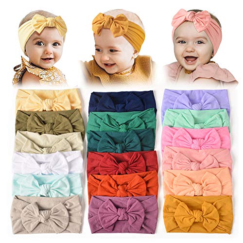 18PCS Baby Nylon Headbands Hairbands Hair Bow Elastics for Baby Girls Newborn Infant Toddlers Kids (Set-18)