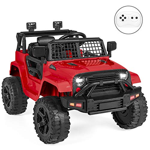 Best Choice Products 12V Kids Ride On Truck Car w/Parent Remote Control, Spring Suspension, LED Lights, AUX Port - Red