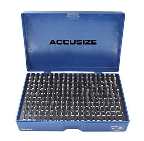 Accusize Industrial Tools 0.061'' to 0.250'' Minus Class Zz Pin Gauge Set, 2'' Overall Length, 190 Pcs/Set, M1(-)