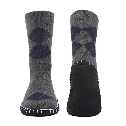 Vihir Men's Winter Knitted Non-Skid Home Warm Slipper Socks Indoor Floor Stocking House Shoes