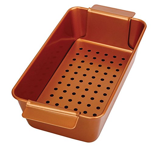 Non-Stick Meatloaf Pan 2-Piece Healthy Meatloaf Set Copper Coating With Removable Tray Drains