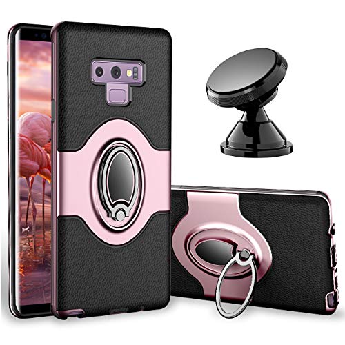 Samsung Galaxy Note 9 Case - eSamcore Ring Holder Kickstand Cases + Dashboard Magnetic Phone Car Mount [Rose Gold]